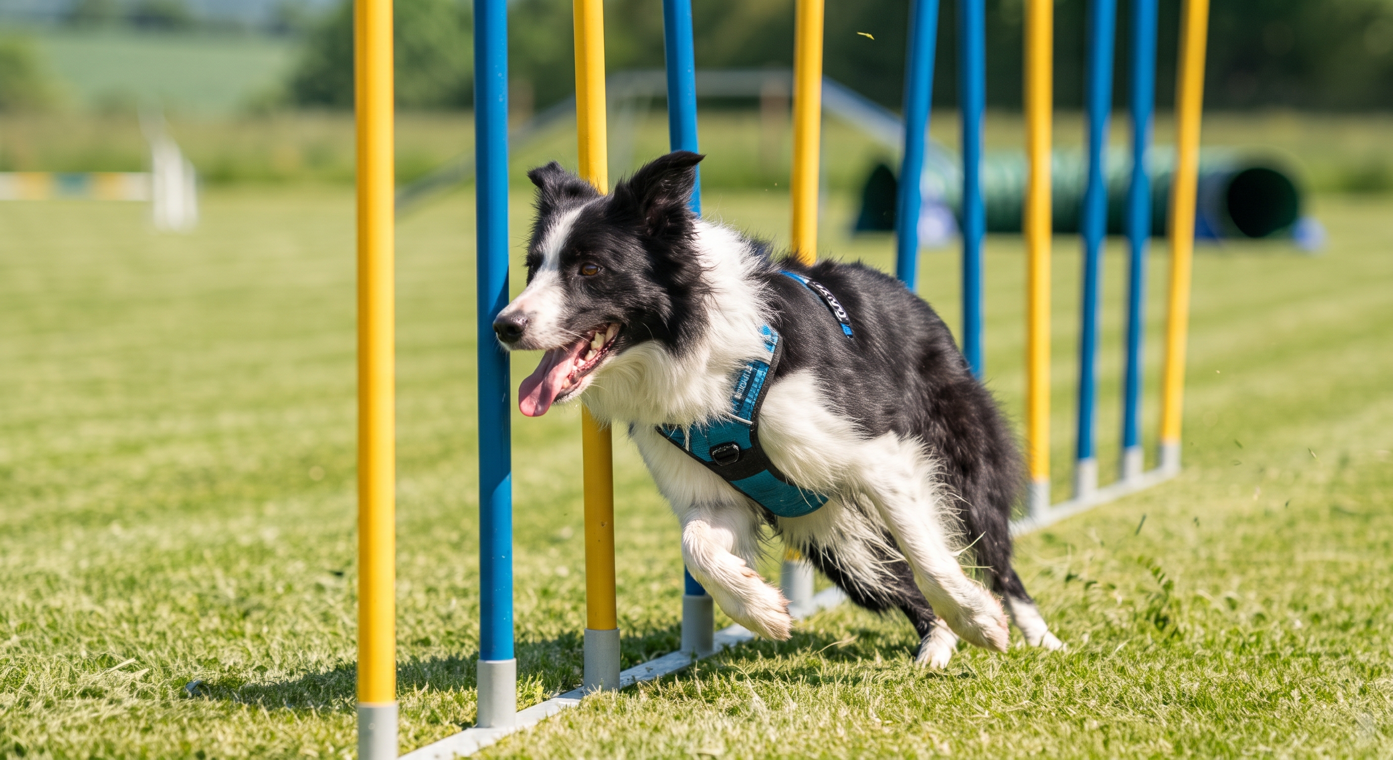 Hund läuft über die Agility-Brücke